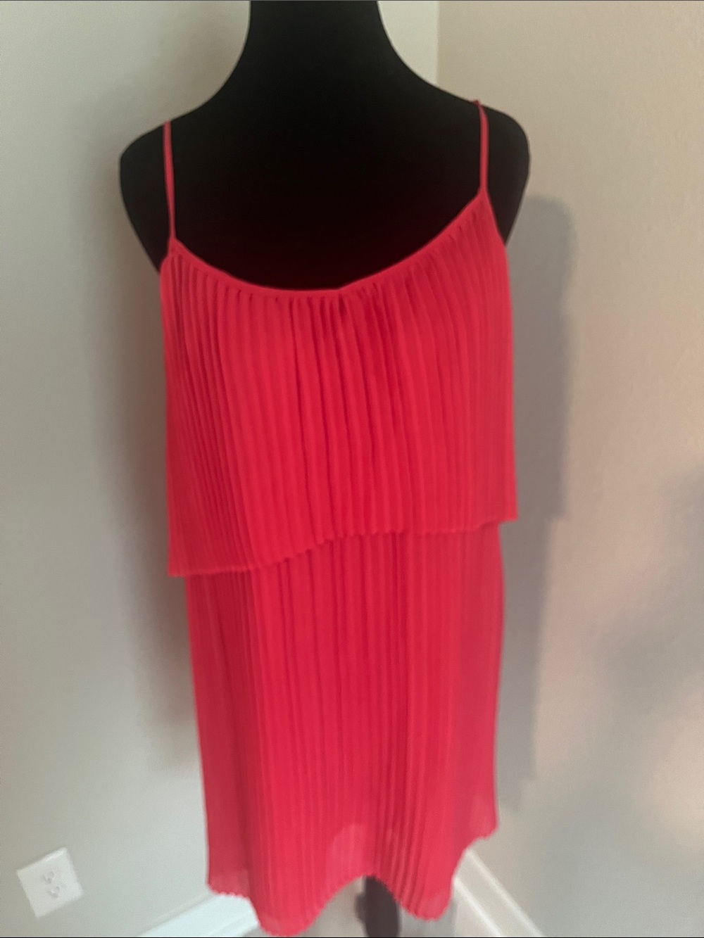 BCBGeneration Hot Pink Pleated Spaghetti Strap Camisole Dress